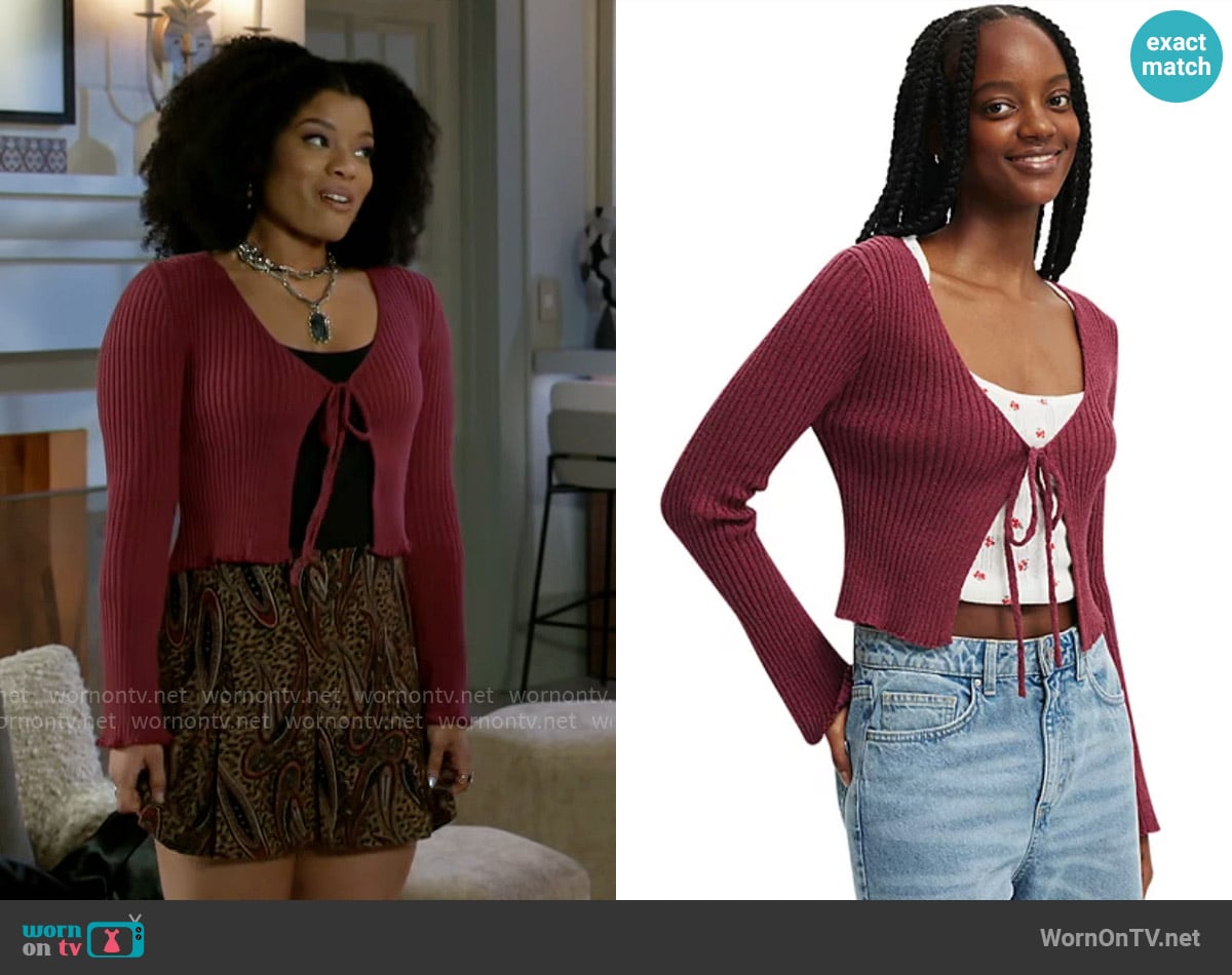 Cotton On Tie Front Cardigan worn by Eva Thomas (Ambyr Michelle) on Beyond the Gates