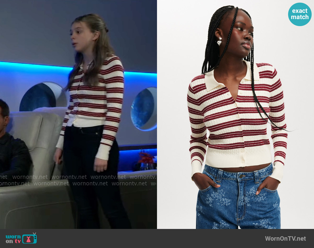 Cotton On Preppy Button Through Polo worn by Charlotte Cassadine (Scarlett Fernandez) on General Hospital