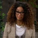 Courtney’s striped blazer on The Neighborhood