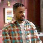 Junior’s turquoise check shirt on Poppas House