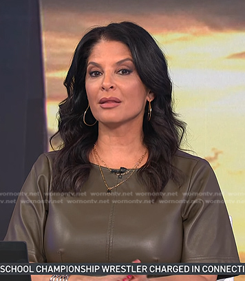 Darlene’s brown short sleeve leather dress on Today
