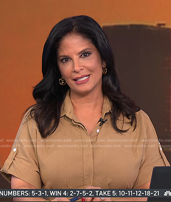 Darlene’s beige short sleeeve shirtdress on Today
