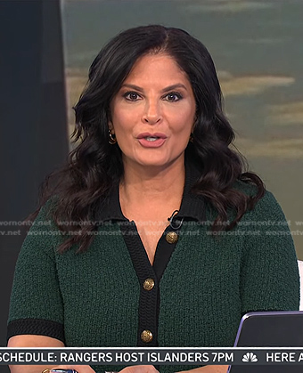 Darlene’s green contrast trim short sleeve cardigan on Today