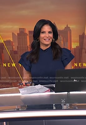 Darlene’s navy flutter sleeve dress on Today