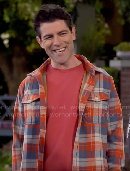 Dave’s red and blue plaid shirt on The Neighborhood