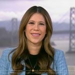Deirdre’s blue double breasted blazer on NBC News Daily