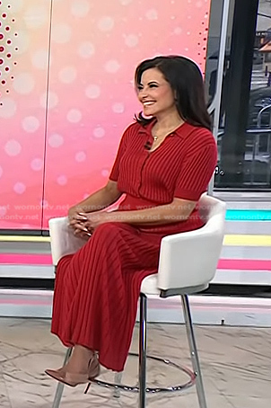 Dina Powell McCormick’s red ribbed polo dress on Today