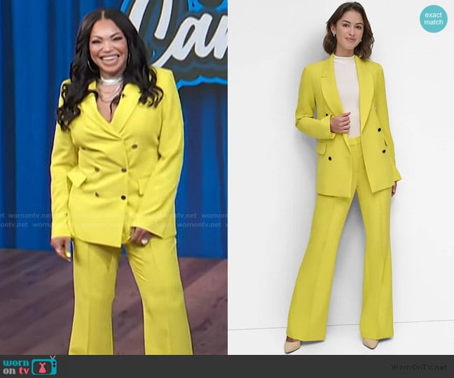 DKNY Classic Double-Breasted Blazer worn by Tisha Campbell on Access Hollywood
