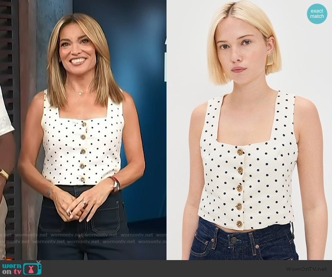 DL1961 Lizzie Cropped Linen Top worn by Kit Hoover on Access Hollywood