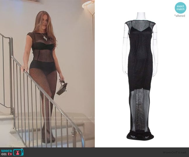 Dolce and Gabbana Black Sheer Mesh Plunge Back Gown worn by Khloe Kardashian (Khloe Kardashian) on The Kardashians