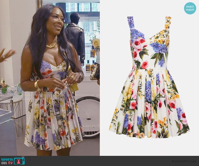 Dolce and Gabbana Floral cotton-blend corset dress worn by Kenya Moore on The Real Housewives of Atlanta