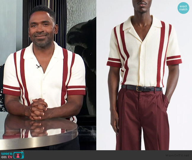 Dolce and Gabbana Striped Cotton-Blend Knit Slim-Fit Shirt worn by Justin Sylvester on E! News