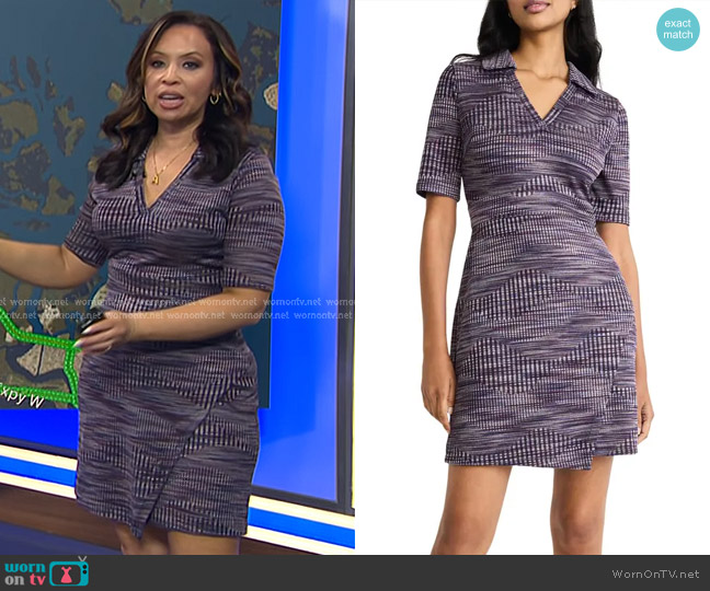 Donna Morgan Collared Short Sleeve Faux Wrap Dress worn by Adelle Caballero on Today