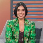 Doreen’s green floral metallic blazer on Access Hollywood