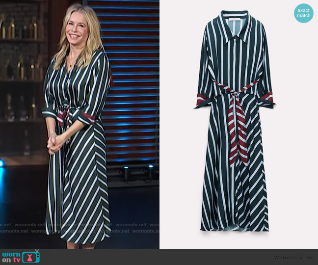 Dorothee Schumacher Striped Silk Shirtdress worn by Chelsea Handler on Access Hollywood