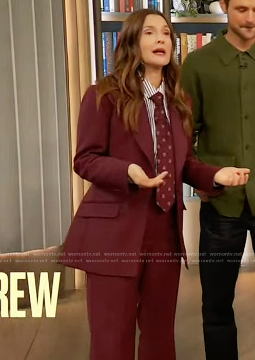 Drew’s burgundy blazer on The Drew Barrymore Show