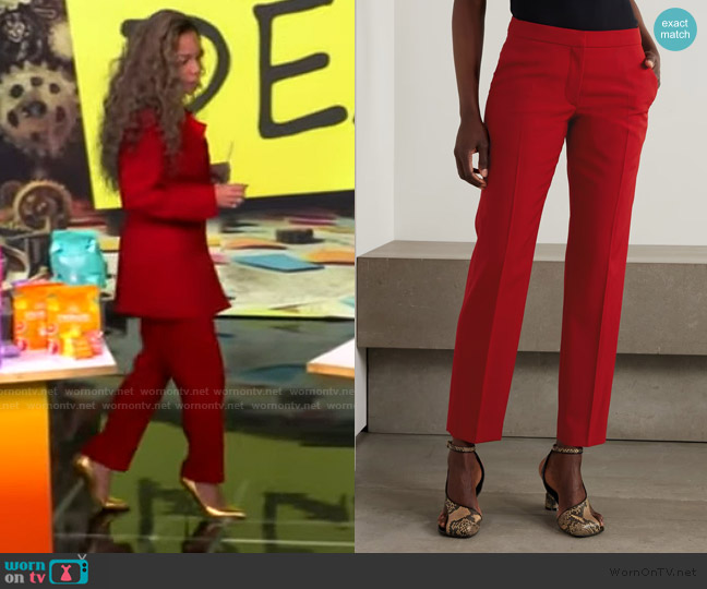 Dries Van Noten Poumas Straight Leg Wool Trousers worn by Sunny Hostin on The View