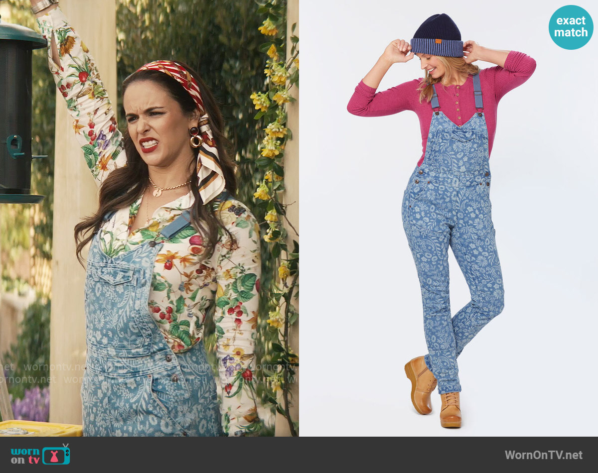 Duluth Trading Co Double Flex Denim Bib Overalls worn by Birdie (Melissa Fumero) on Grosse Pointe Garden Society