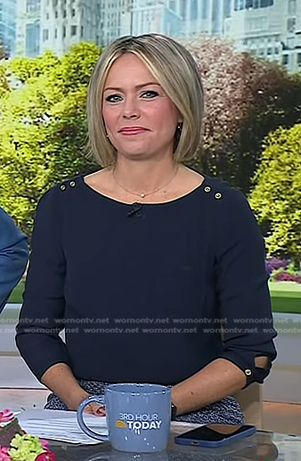 Dylan’s navy button shoulder top on Today