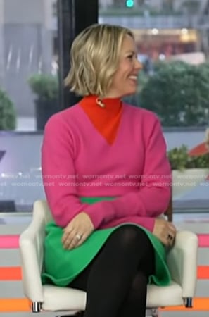 Dylan’s pink and green colorblock sweater dress on Today