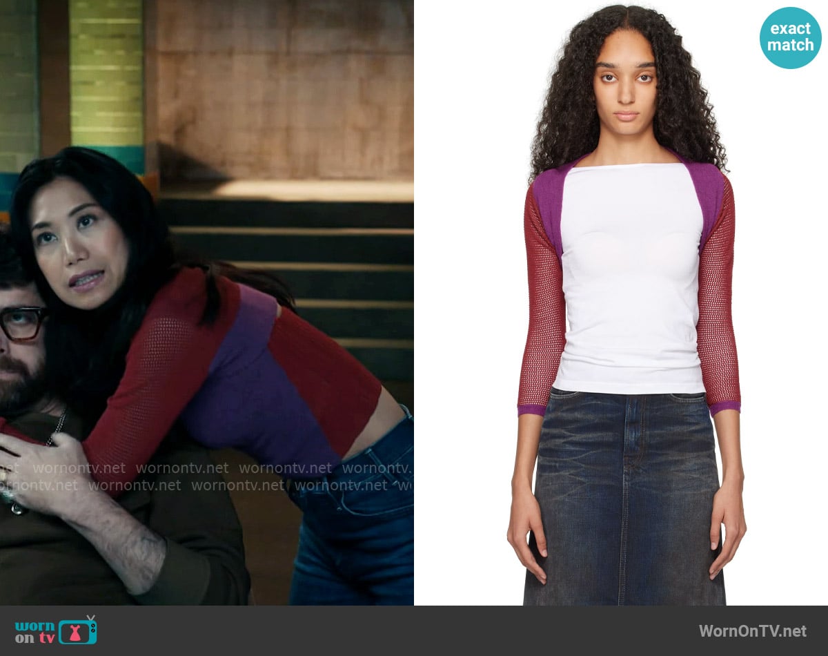 Eckhaus Latta Twyla Cardigan worn by Melody Bayani (Liza Lapira) on The Equalizer