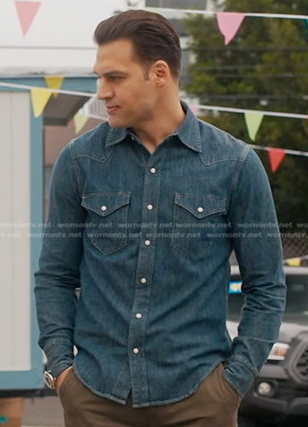 Eddie’s western denim shirt on 9-1-1