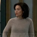 Elizabeth’s light taupe sweater on General Hospital
