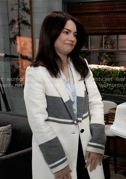 Elizabeth’s white coat with grey stripes on General Hospital