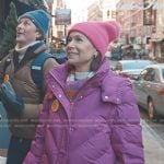 Elsbeth’s fuchsia padded coat on Elsbeth