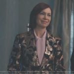 Elsbeth’s metallic floral blazer on Elsbeth