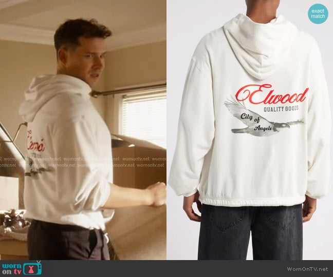 Elwood Organic Cotton Hoodie in Pearl worn by Evan Buckley (Oliver Stark) on 9-1-1
