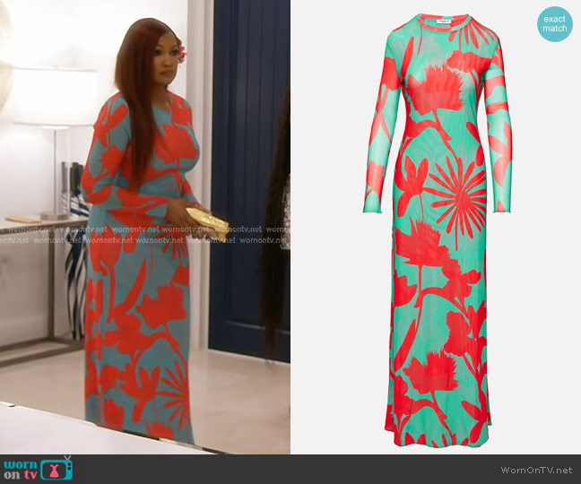 Elyse Walker Scarlet Dress in Bright Blossom worn by Garcelle Beauvais on The Real Housewives of Beverly Hills