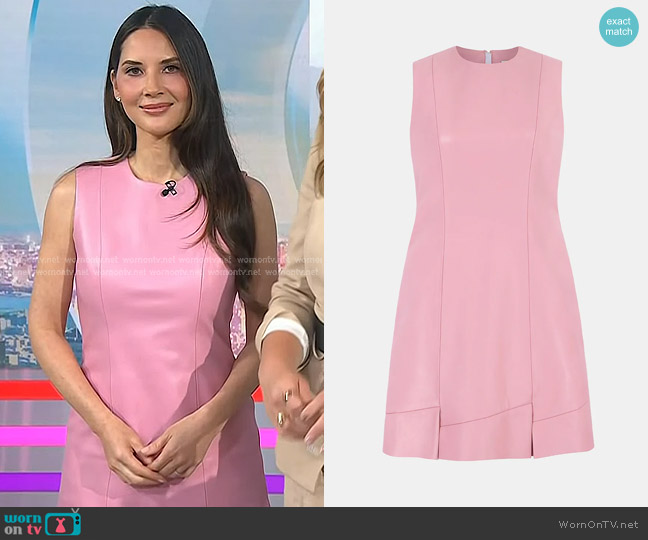 Emilia Wickstead Cannie Dress In Rose Pink Leather worn by Olivia Munn on Today