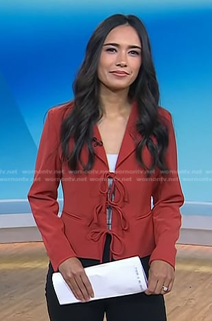 Emilie’s red tie jacket on Today