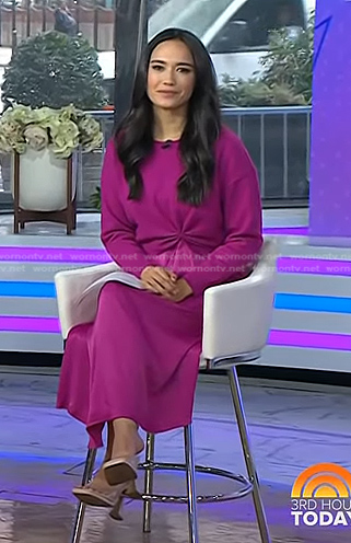 Emilie’s magenta mixed media dress on Today