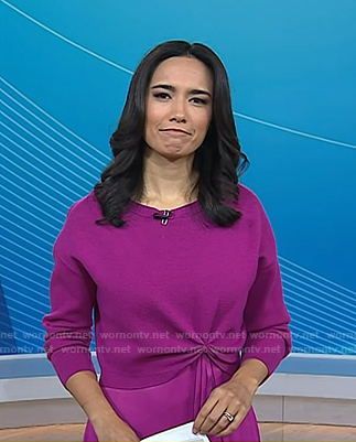 Emilie’s magenta mixed media dress on Today