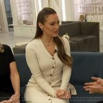 Emily Orozco’s white ribbed button front dress on Access Hollywood