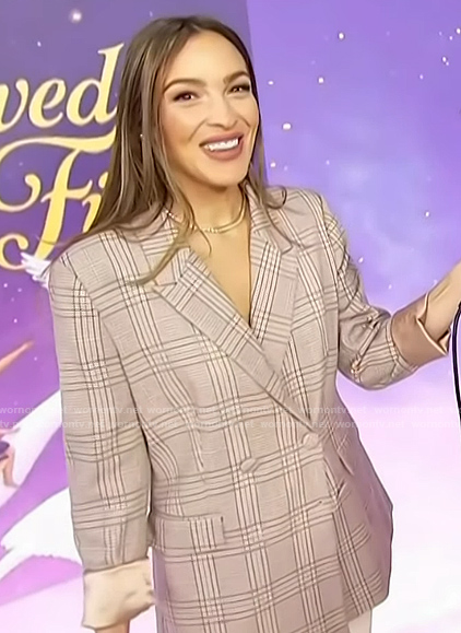 Emily’s plaid blazer on Access Hollywood