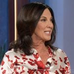 Emily’s floral print satin blouse on The Kelly Clarkson Show