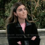 Emma’s black leather detail jacket on General Hospital