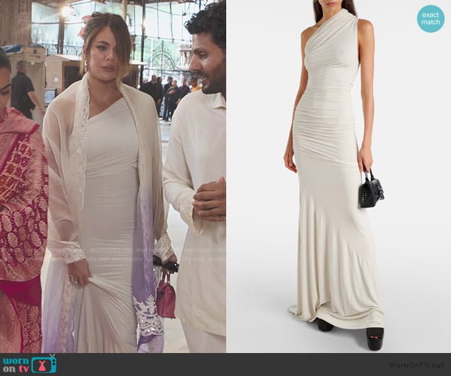 Entire Studios Pillar ruched gown worn by Khloe Kardashian (Khloe Kardashian) on The Kardashians
