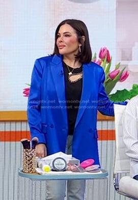 Erica Taylor’s blue double breasted blazer on Good Morning America