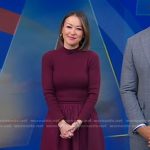 Eva’s burgundy mixed media dress on Good Morning America