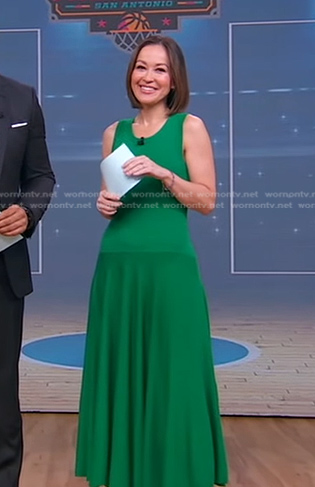 Eva’s green sleeveless maxi dress on Good Morning America