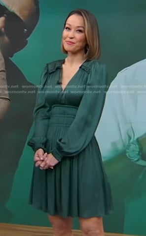 Eva’s green smocked waist mini dress on Good Morning America