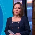 Eva’s navy double breasted dress on Good Morning America