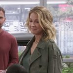 Eve’s green suede trench coat on Shifting Gears