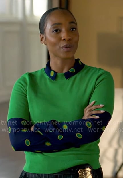 Faith’s navy shirt with green spots on Will Trent