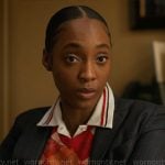 Faith’s striped collar shirt and red argyle sweater vest on Will Trent