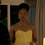 Faith’s yellow strapless evening gown on Will Trent